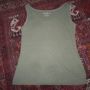 Eddie Bauer Classic Ribbed Knit Women’s Tank Top Size M Olive Green Scoop Neck